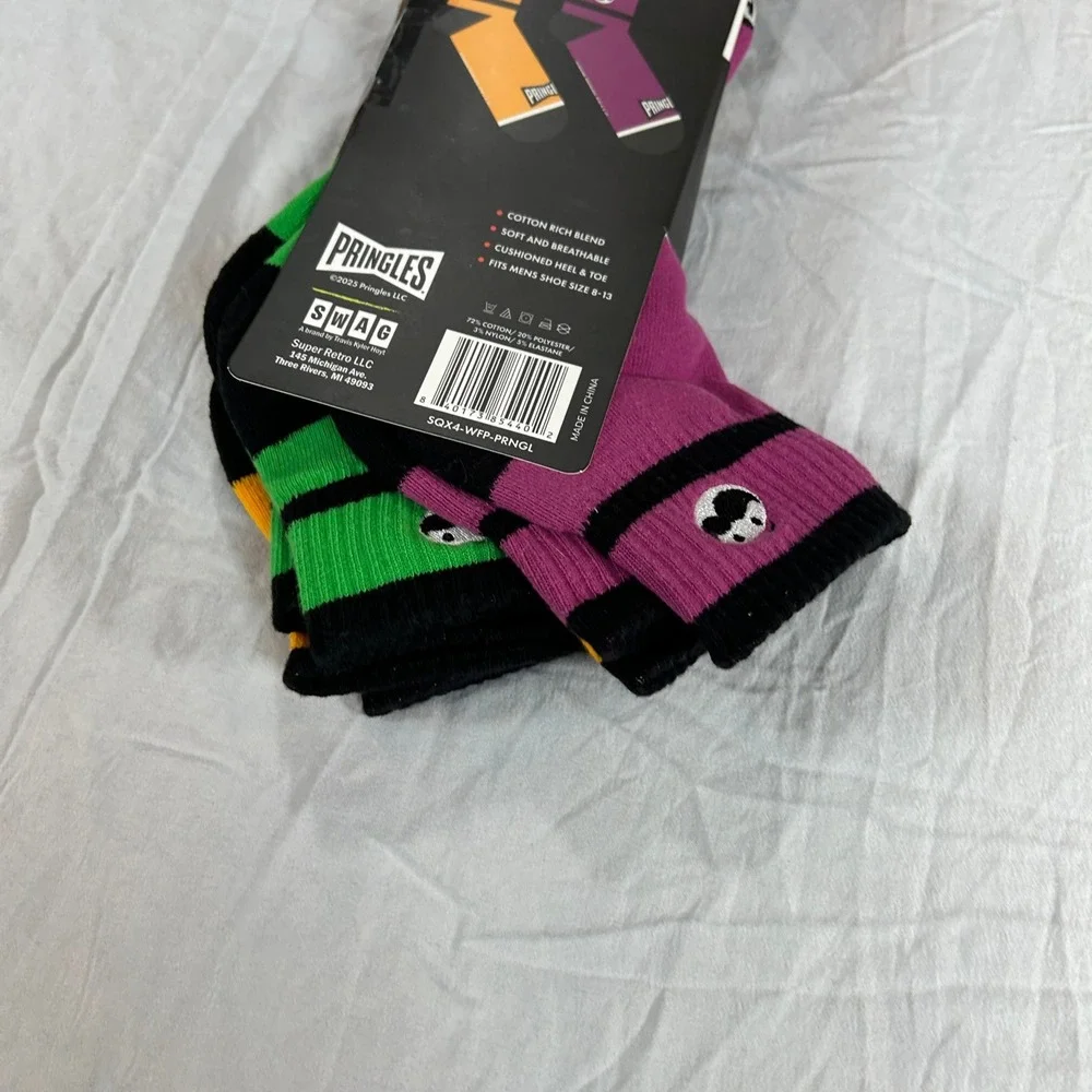 Swag Pringles Mens Quarter Socks 4 Pack Multicolor Performance Shoe Size 8-13
